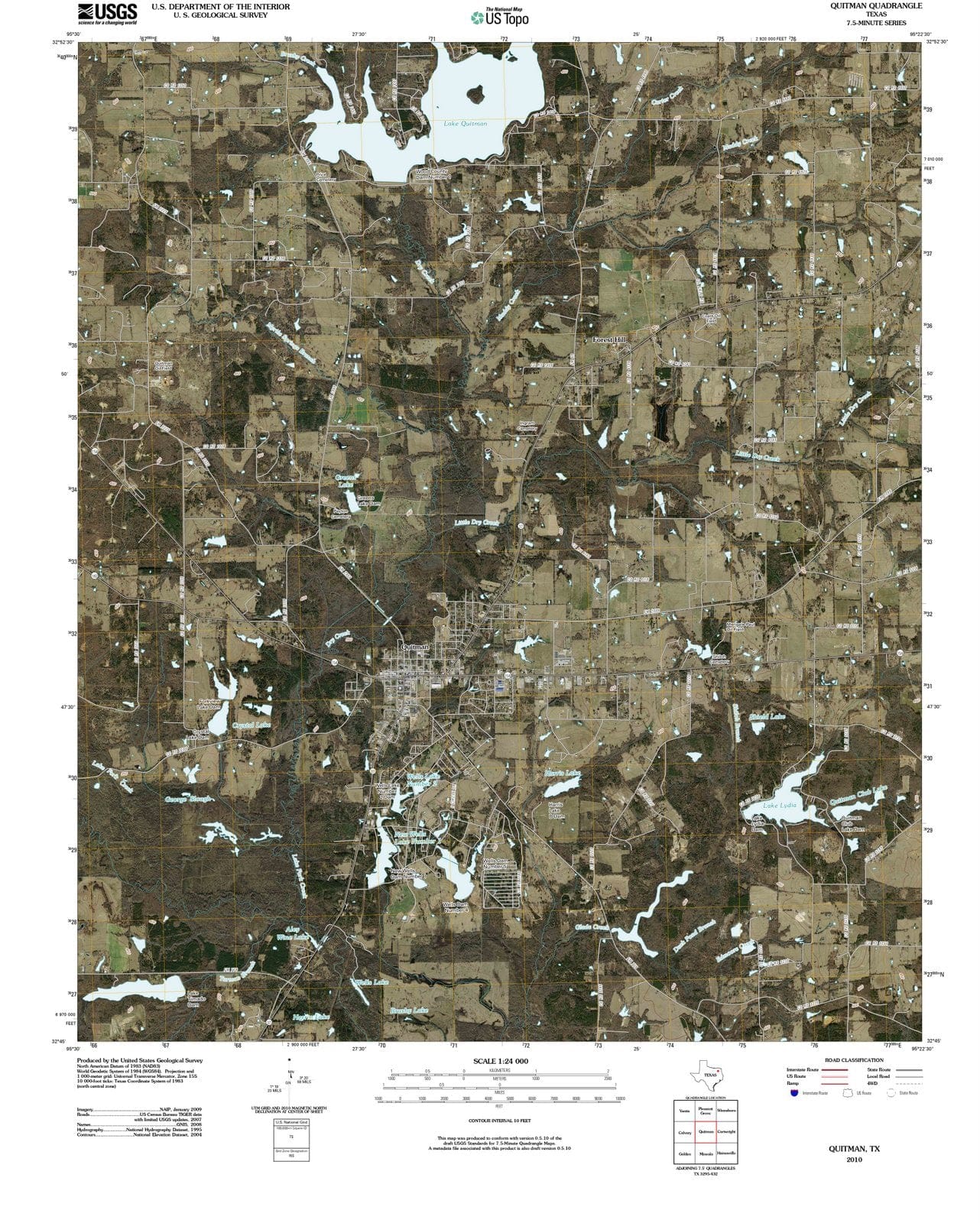 2010 Quitman, TX - Texas - USGS Topographic Map