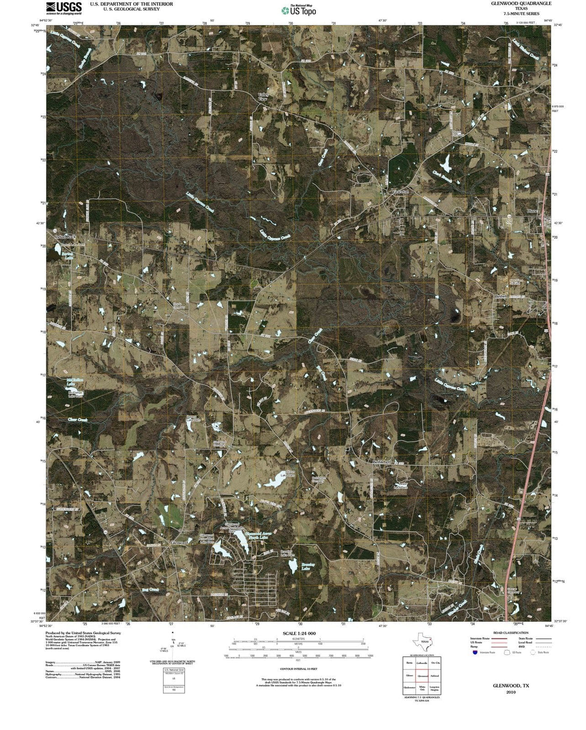 2010 Glenwood, TX - Texas - USGS Topographic Map