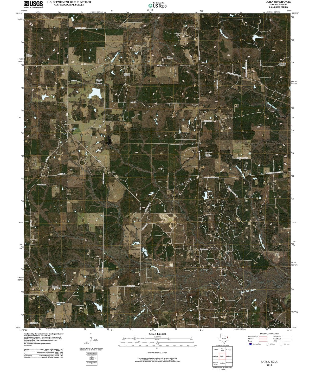 2010 Latex, TX - Texas - USGS Topographic Map
