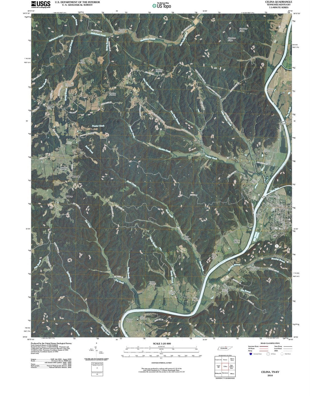 2010 Celina, TN - Tennessee - USGS Topographic Map