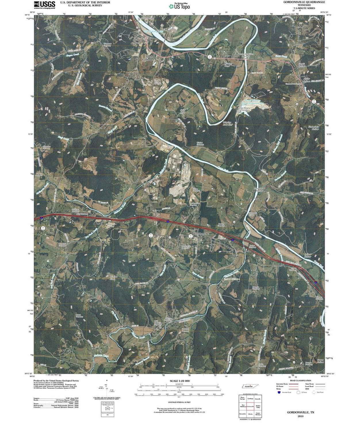 2010 Gordonsville, TN - Tennessee - USGS Topographic Map