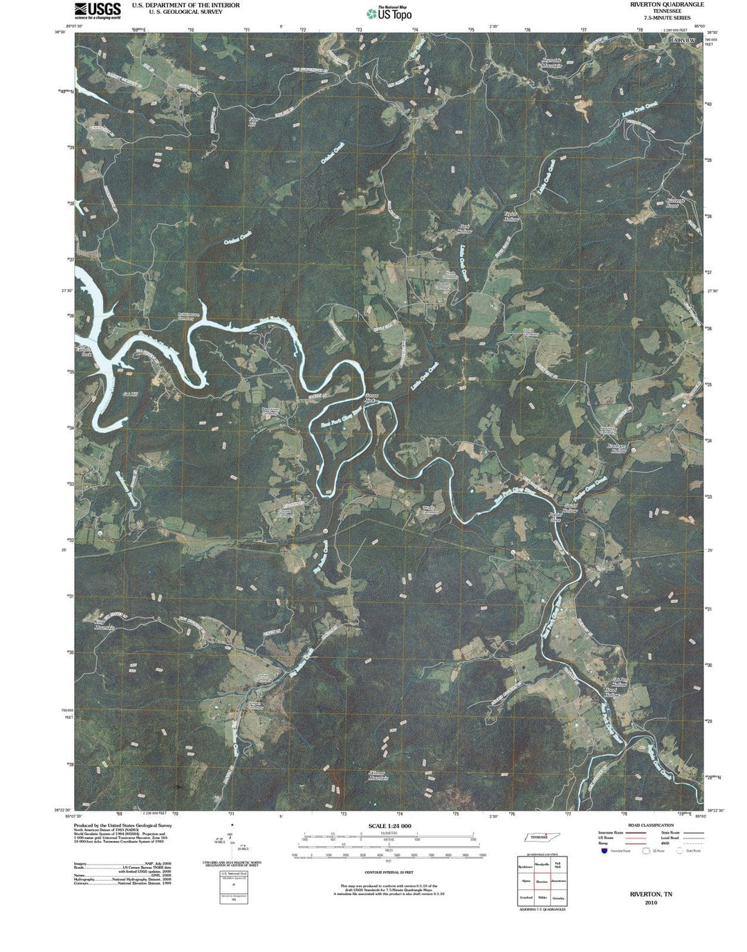 2010 Riverton, TN - Tennessee - USGS Topographic Map