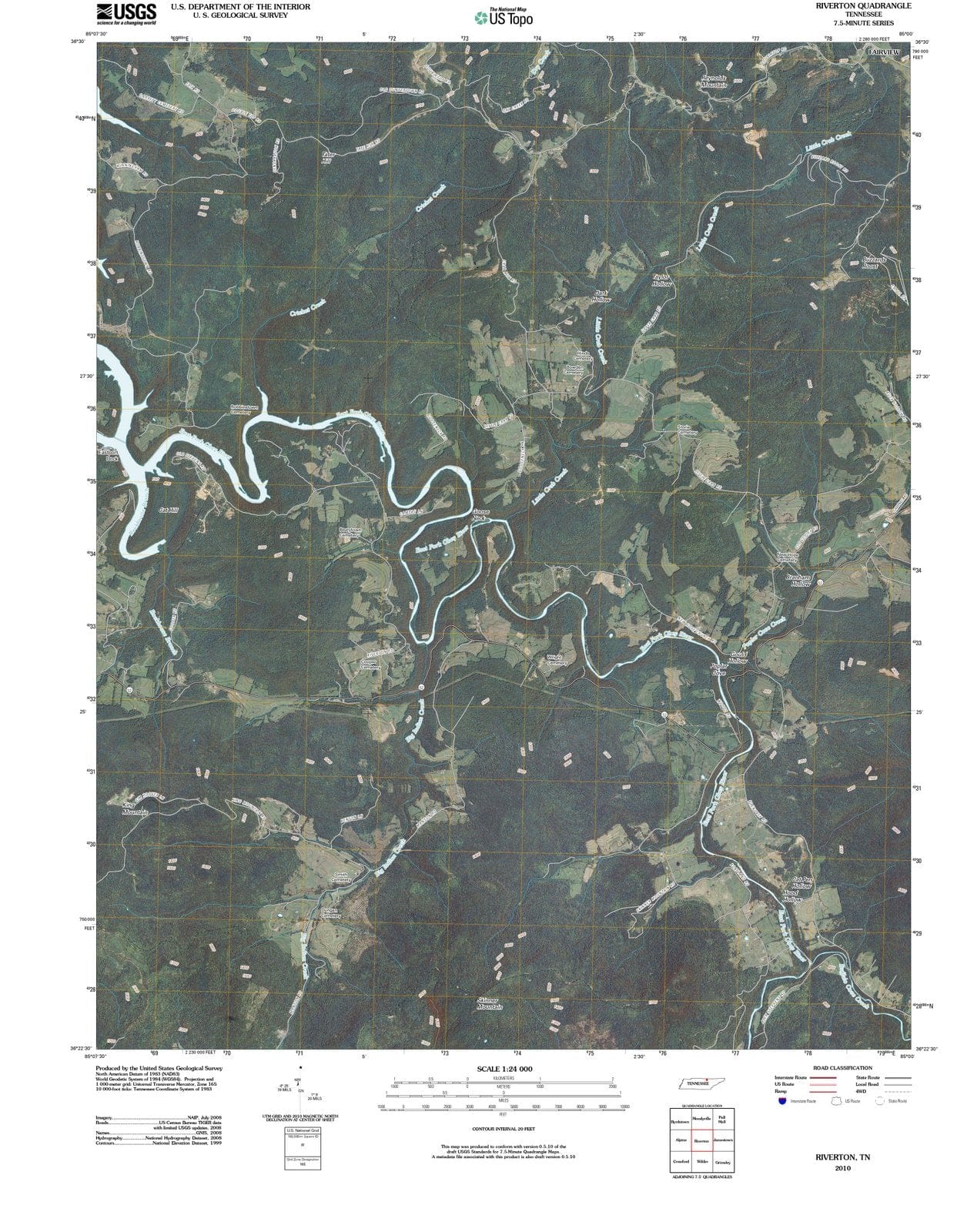 2010 Riverton, TN - Tennessee - USGS Topographic Map