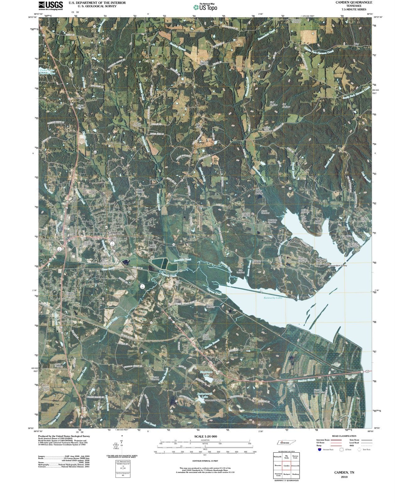 2010 Camden, TN - Tennessee - USGS Topographic Map