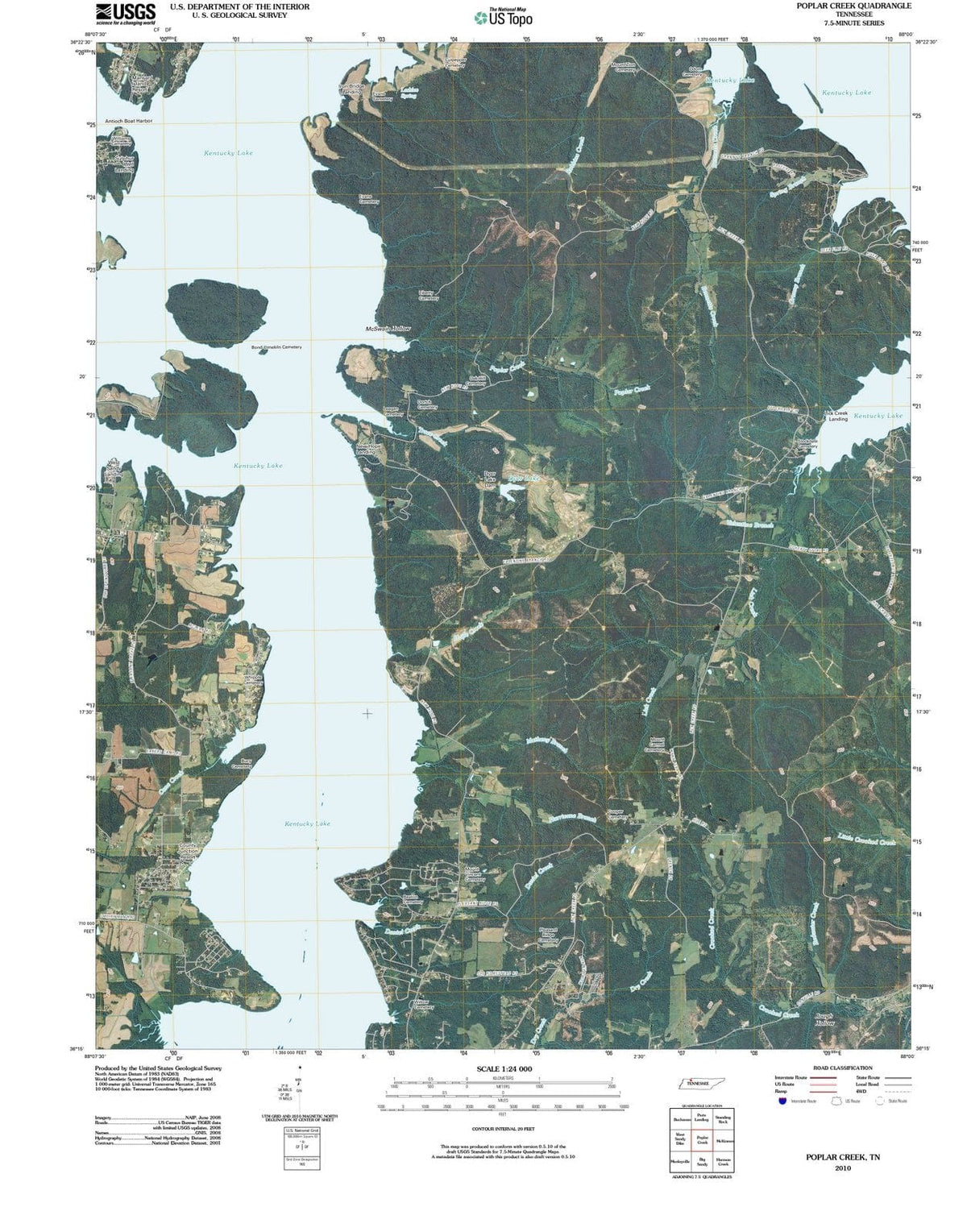 2010 Poplar Creek, TN - Tennessee - USGS Topographic Map