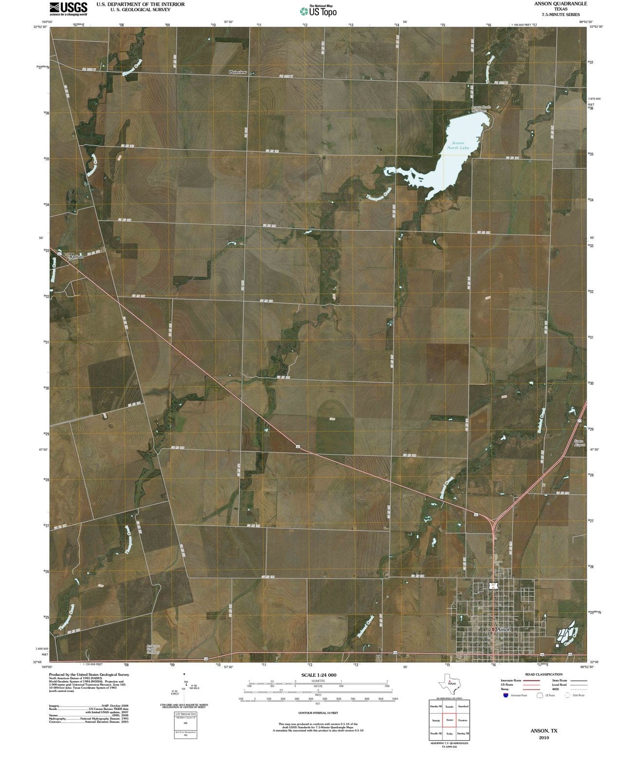 2010 Anson, TX - Texas - USGS Topographic Map