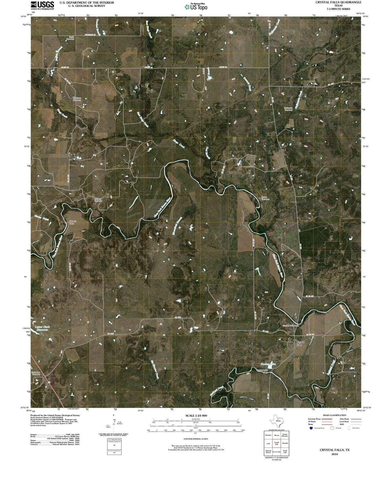 2010 Crystal Falls, TX - Texas - USGS Topographic Map