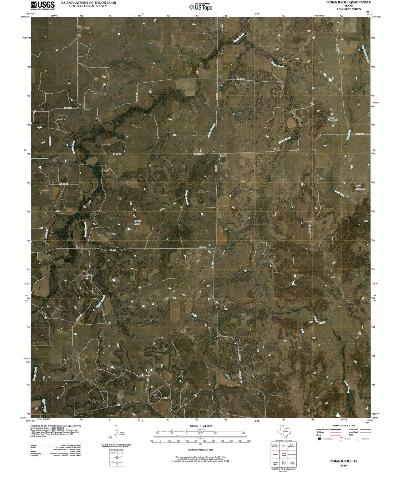 2010 Indian Knoll, TX - Texas - USGS Topographic Map