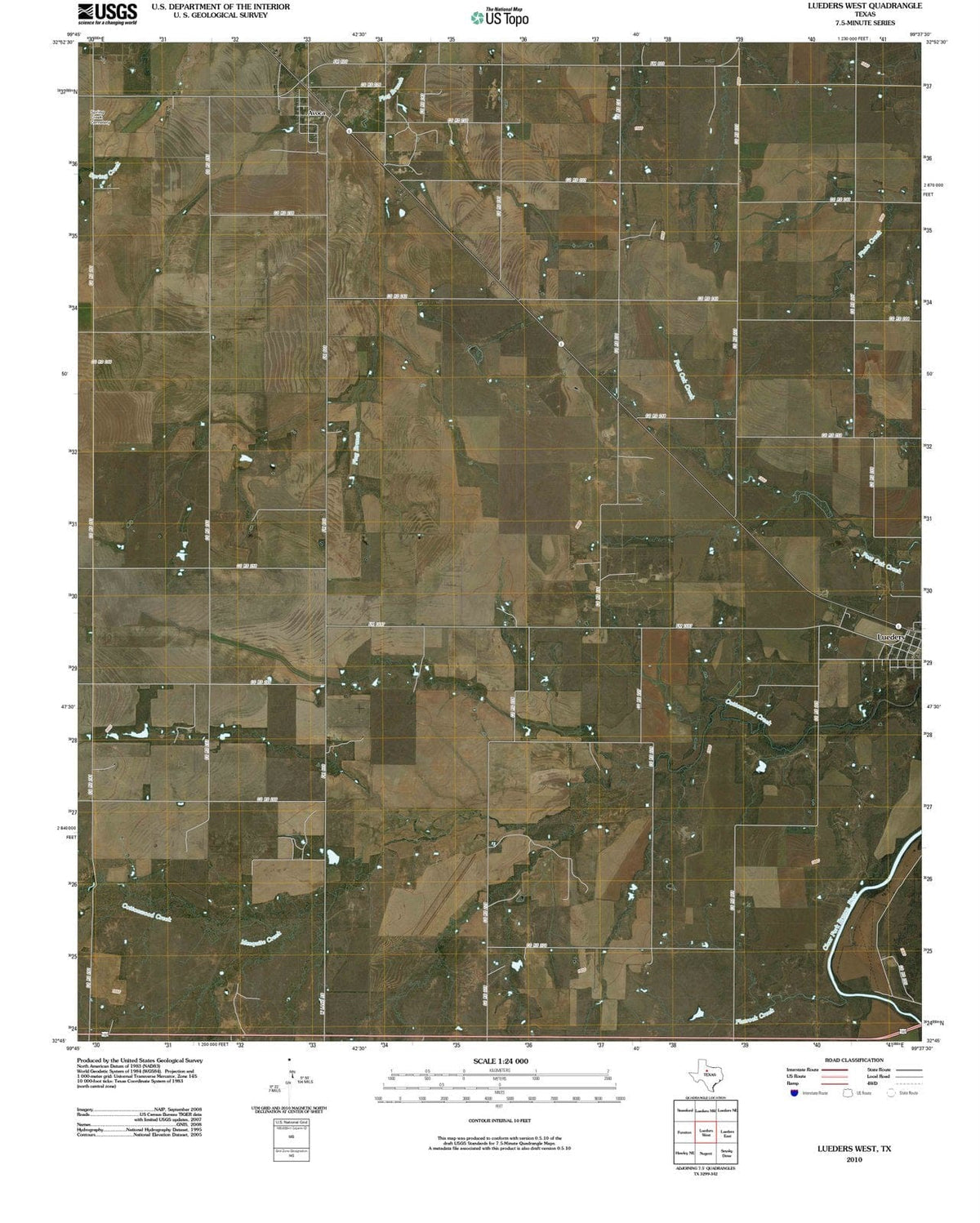 2010 Lueders West, TX - Texas - USGS Topographic Map