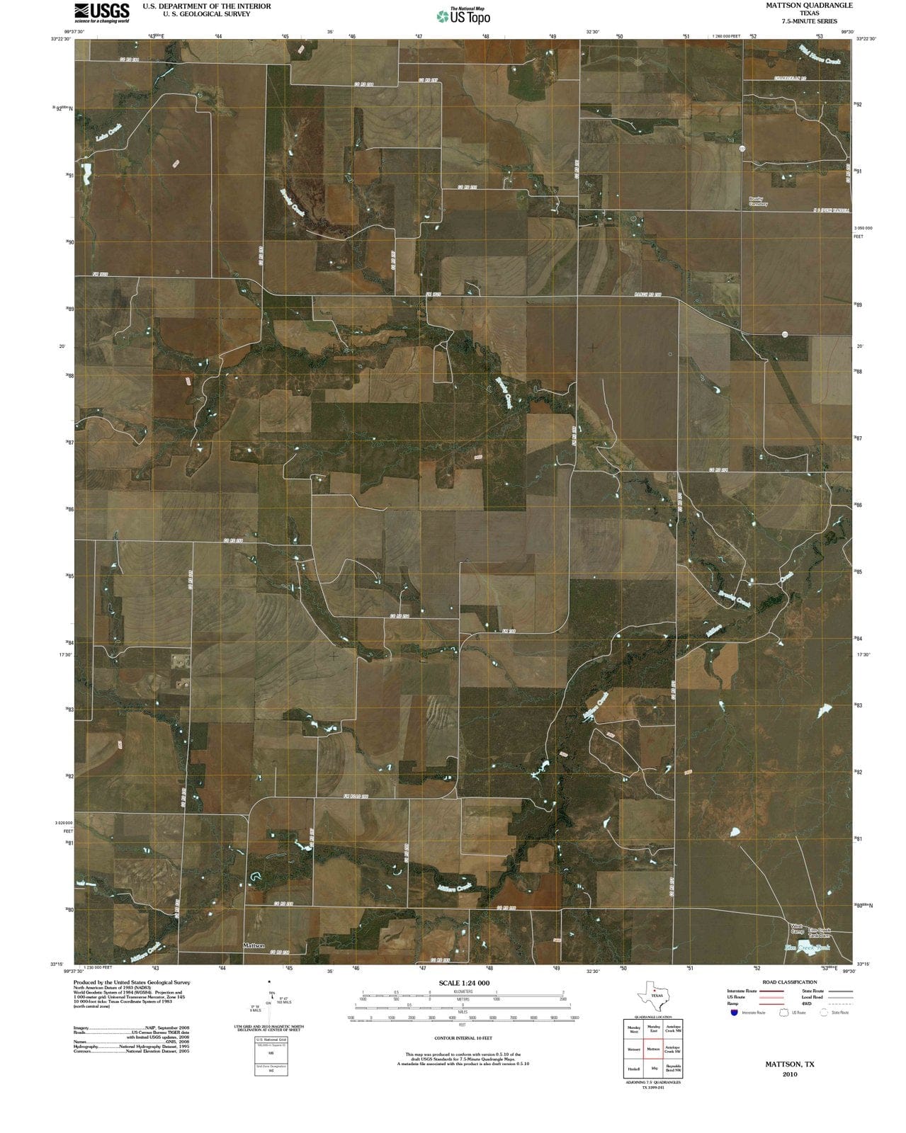 2010 Mattson, TX - Texas - USGS Topographic Map