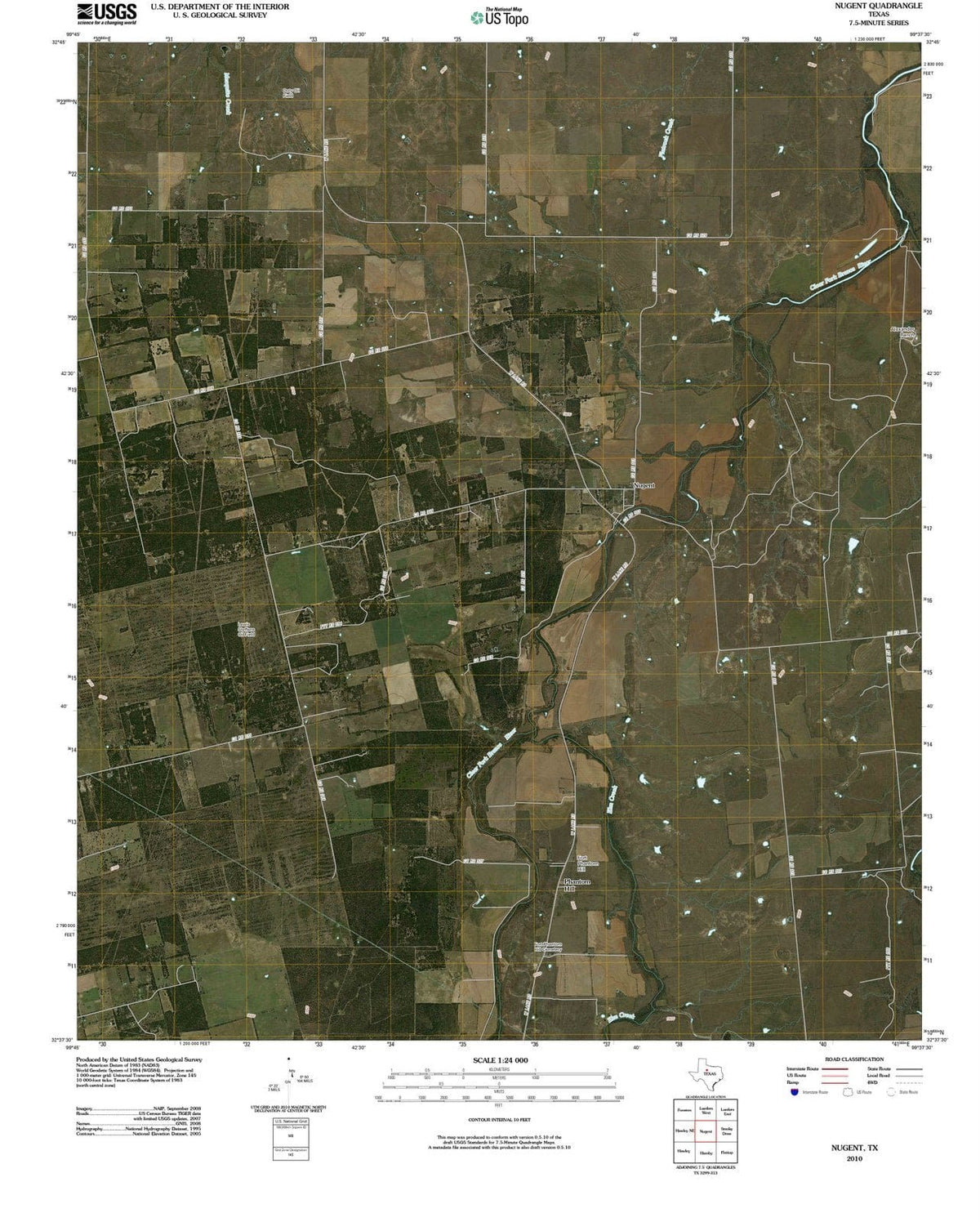 2010 Nugent, TX - Texas - USGS Topographic Map