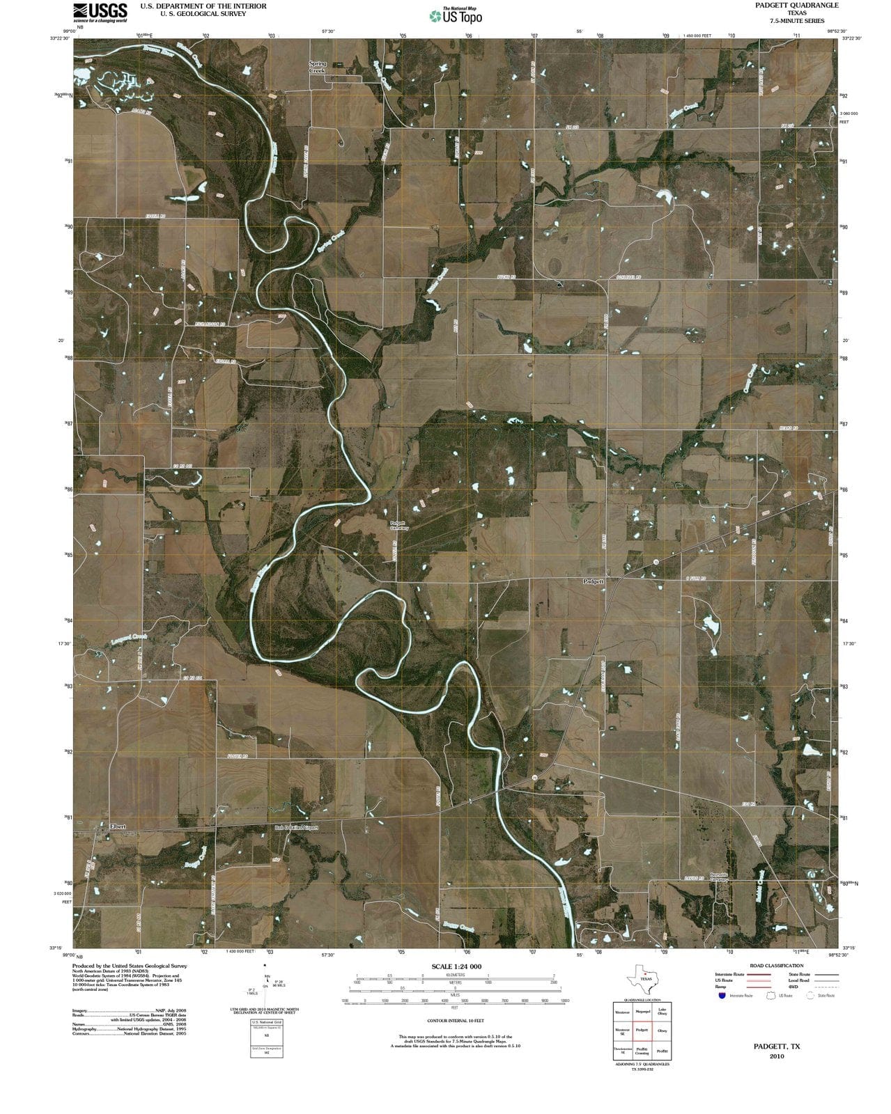 2010 Padgett, TX - Texas - USGS Topographic Map