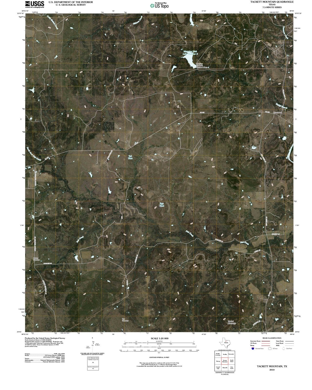 2010 Tackett Mountain, TX - Texas - USGS Topographic Map