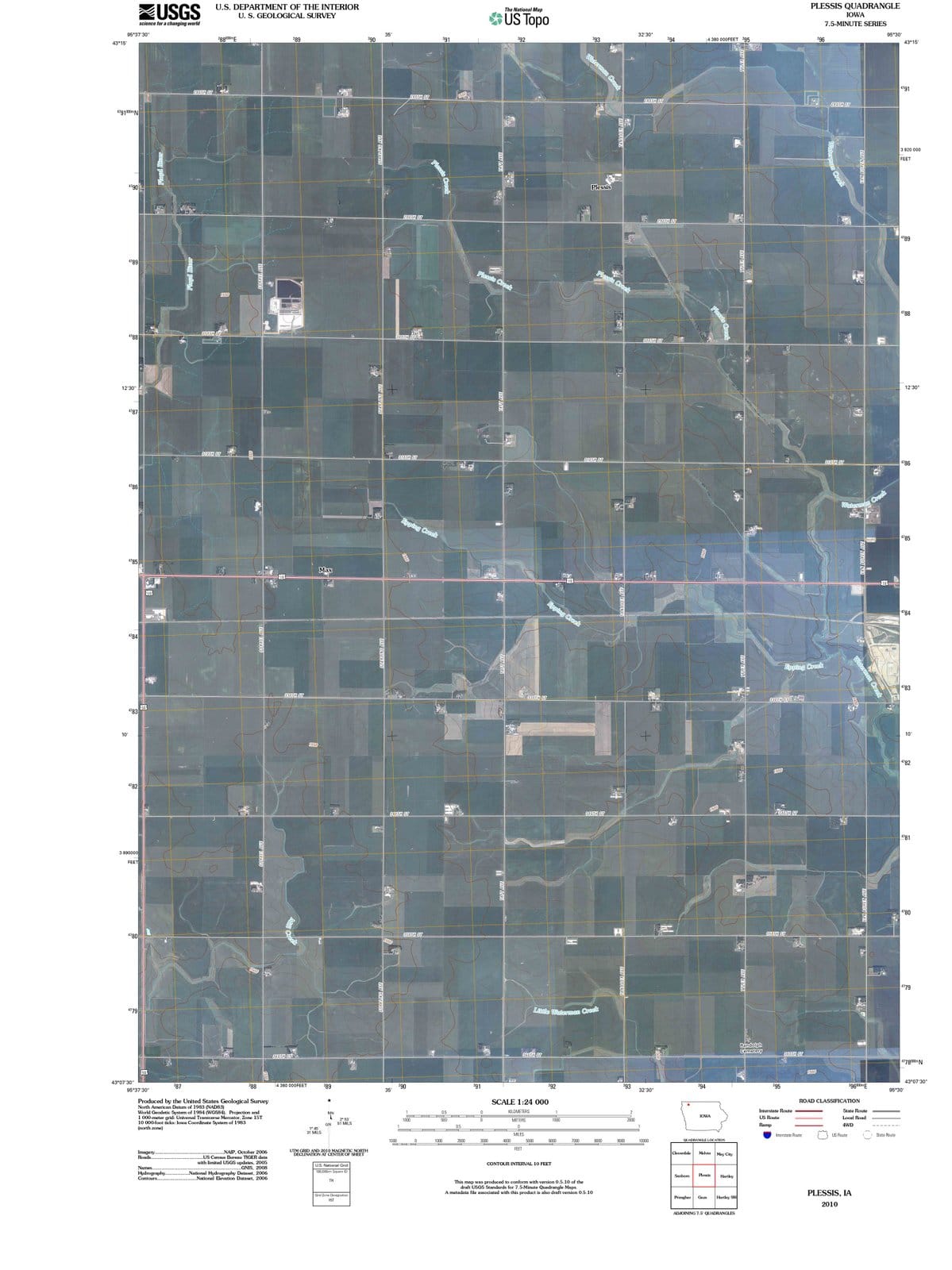 2010 Plessis, IA - Iowa - USGS Topographic Map