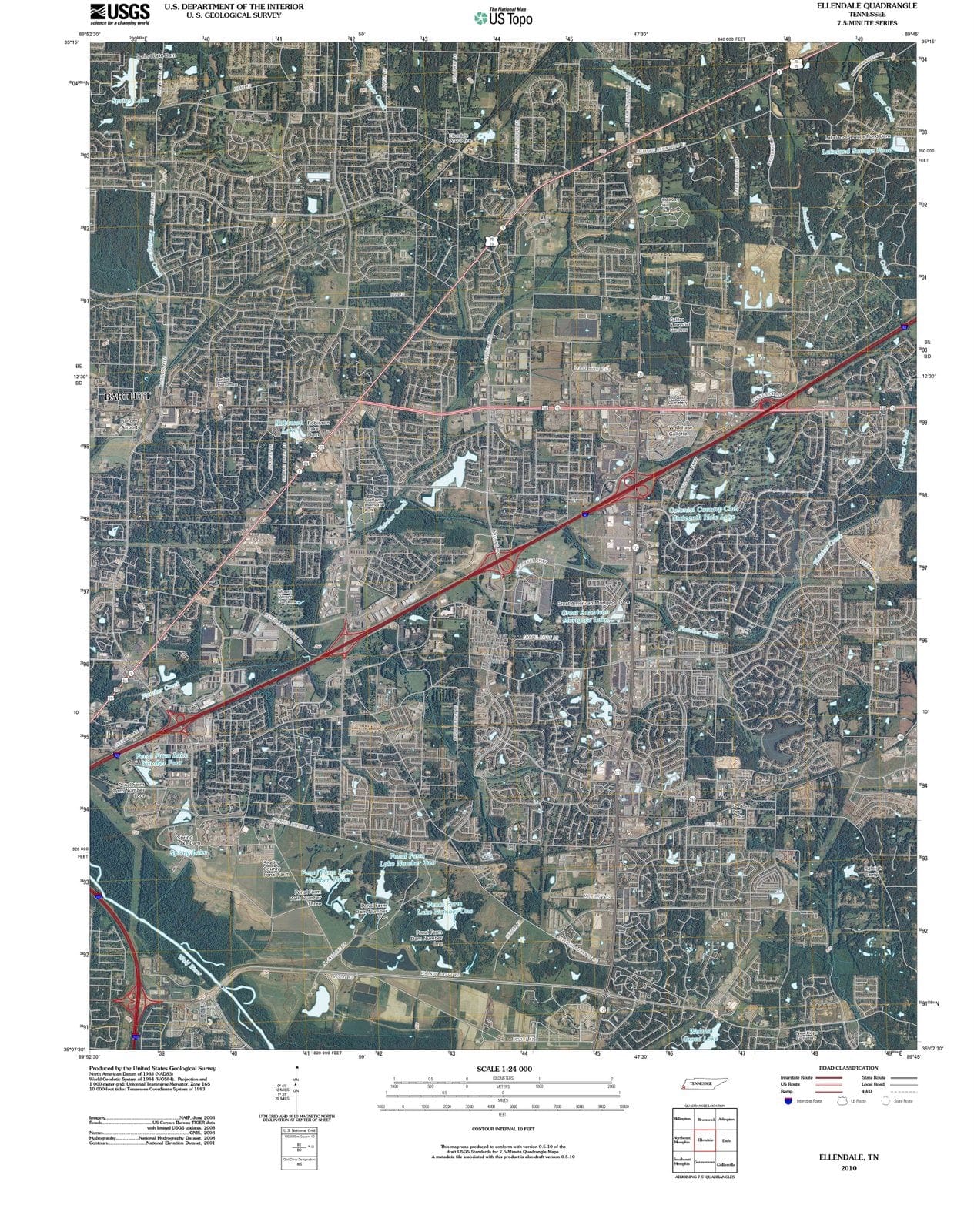 2010 Ellendale, TN - Tennessee - USGS Topographic Map