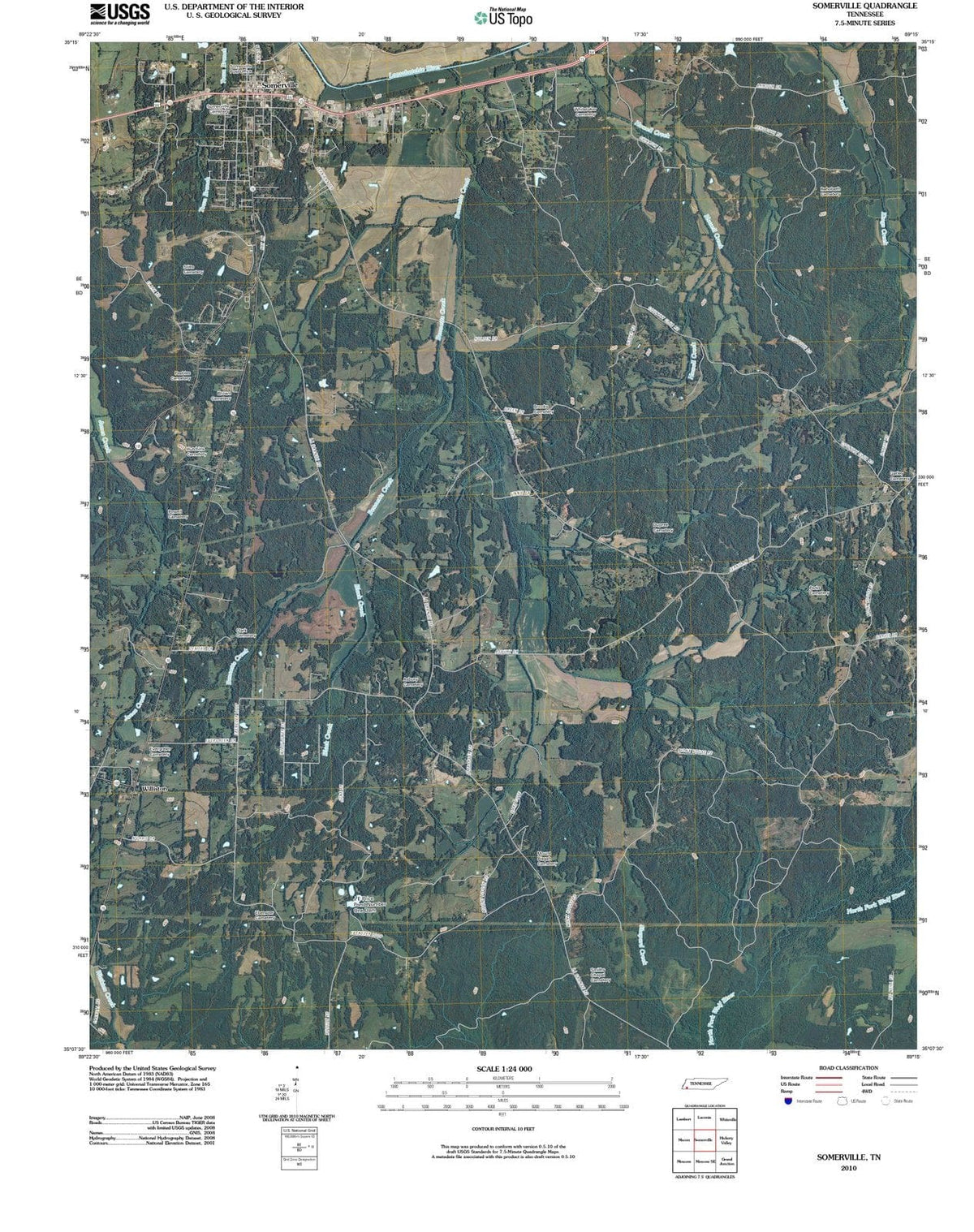 2010 Somerville, TN - Tennessee - USGS Topographic Map