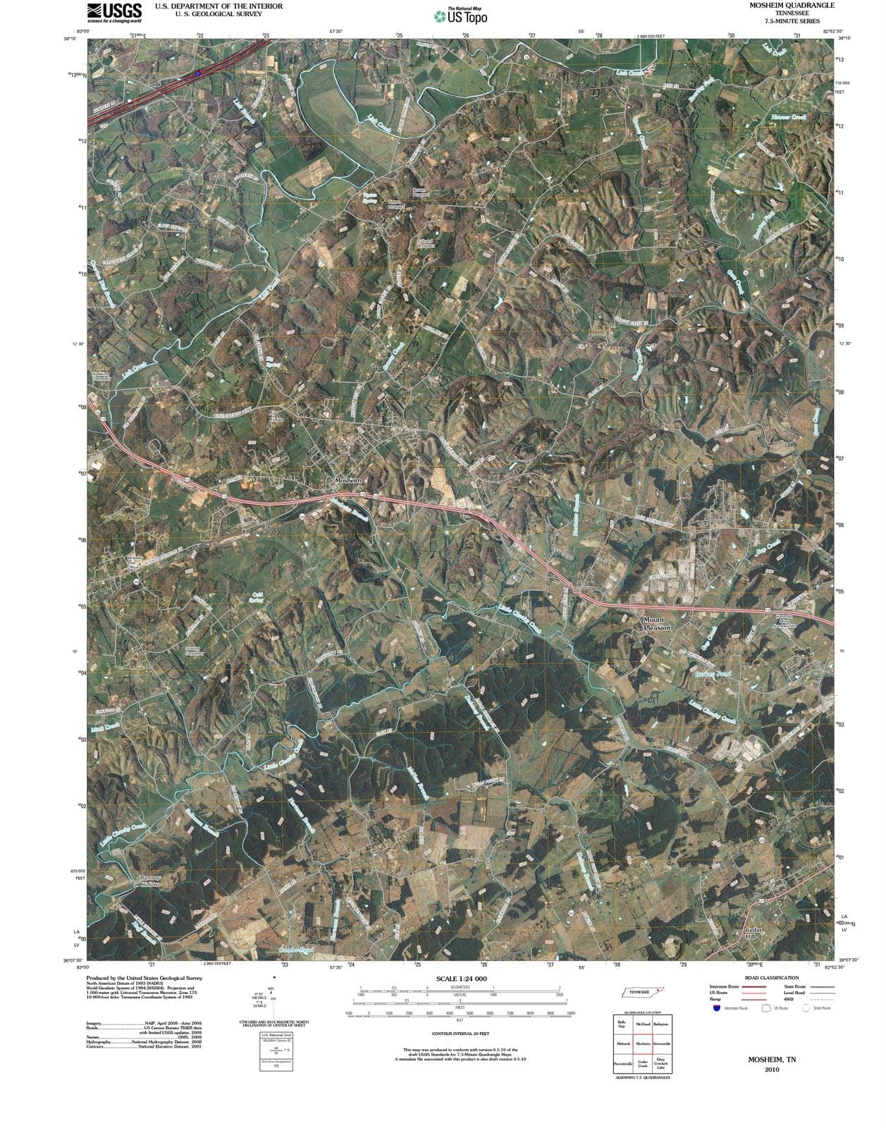 2010 Mosheim, TN - Tennessee - USGS Topographic Map
