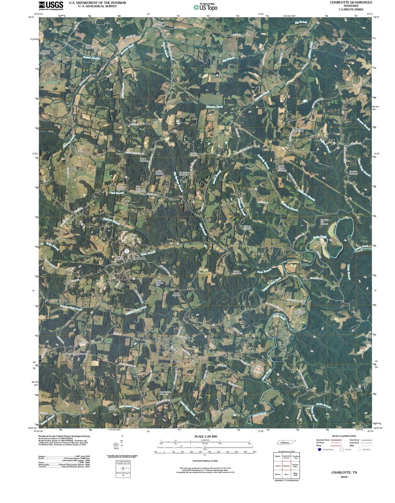 2010 Charlotte, TN - Tennessee - USGS Topographic Map