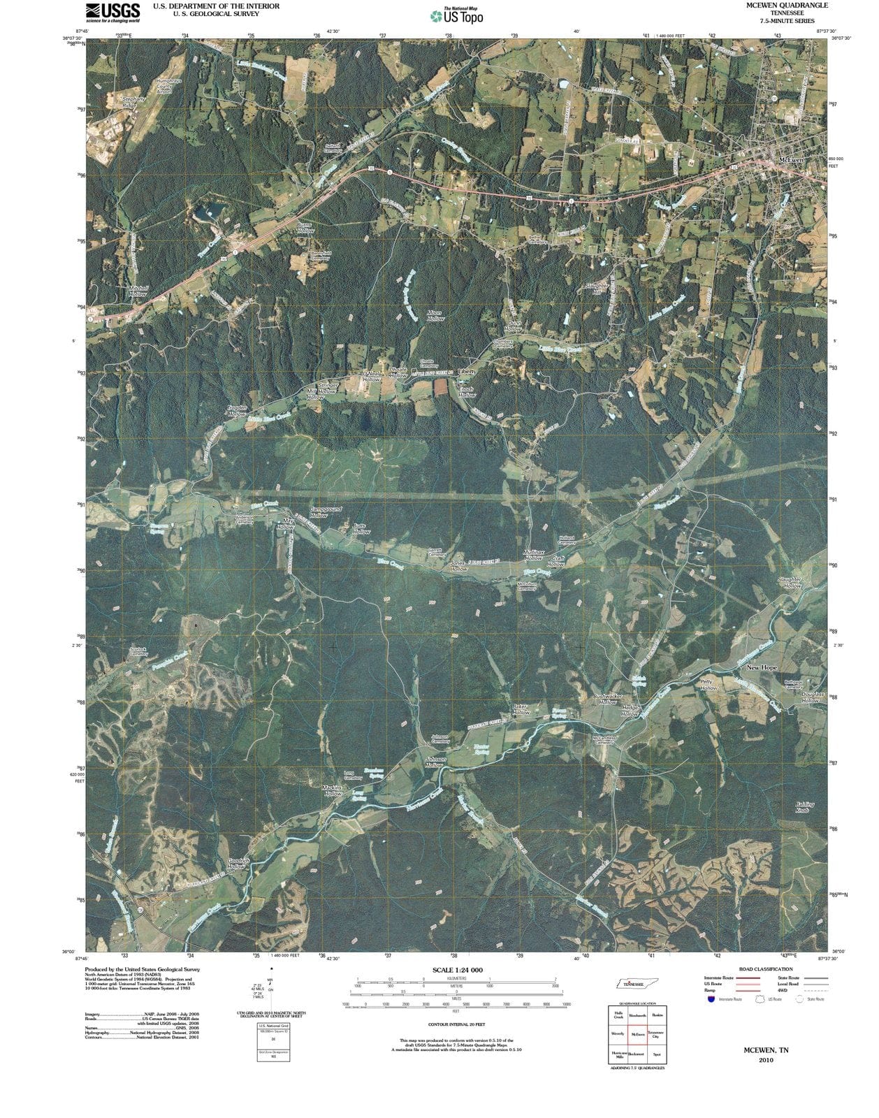 2010 McEwen, TN - Tennessee - USGS Topographic Map