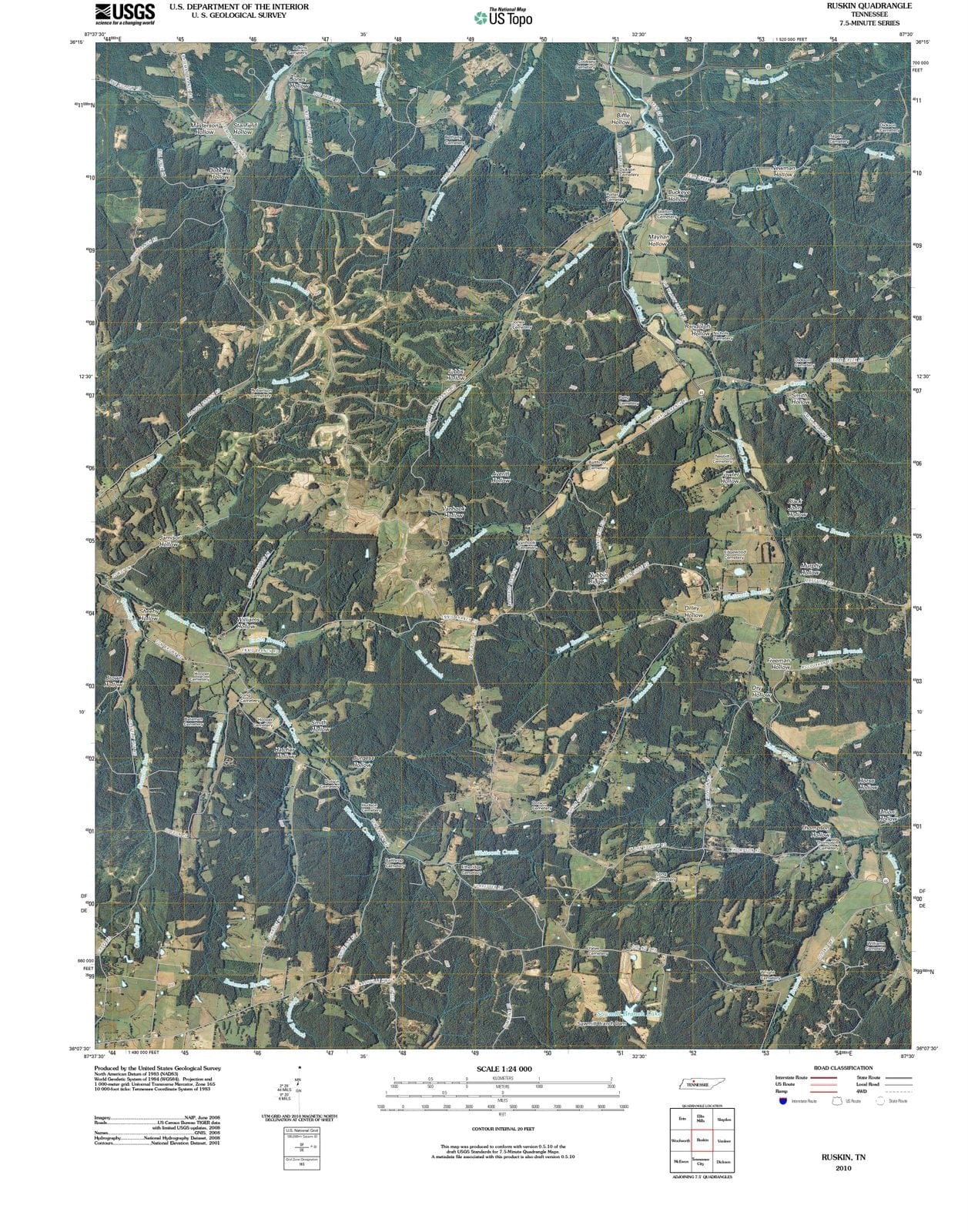 2010 Ruskin, TN - Tennessee - USGS Topographic Map
