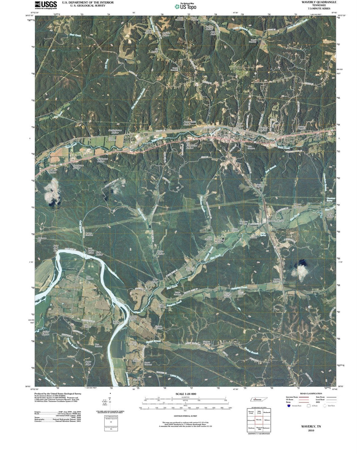 2010 Waverly, TN - Tennessee - USGS Topographic Map