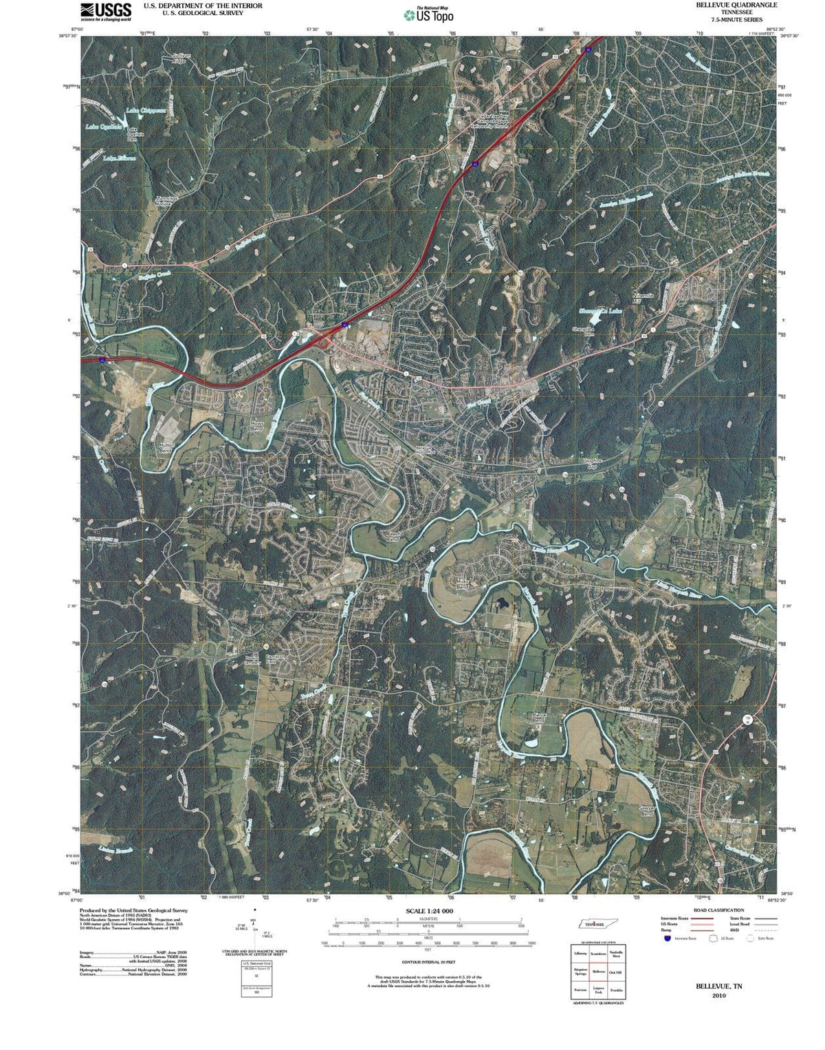 2010 Bellevue, TN - Tennessee - USGS Topographic Map