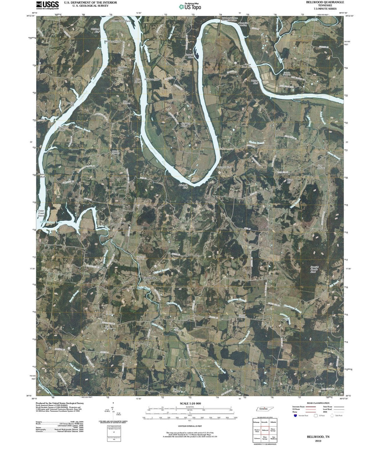 2010 Bellwood, TN - Tennessee - USGS Topographic Map