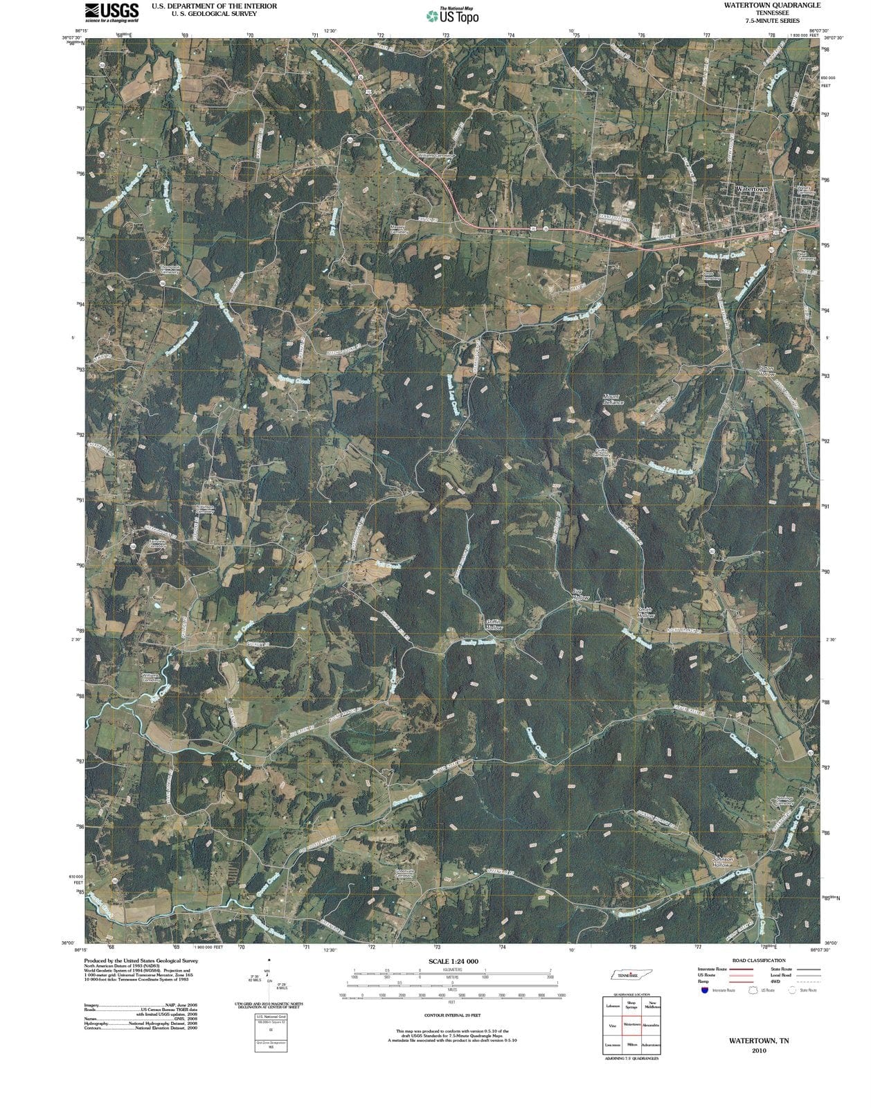 2010 Watertown, TN - Tennessee - USGS Topographic Map