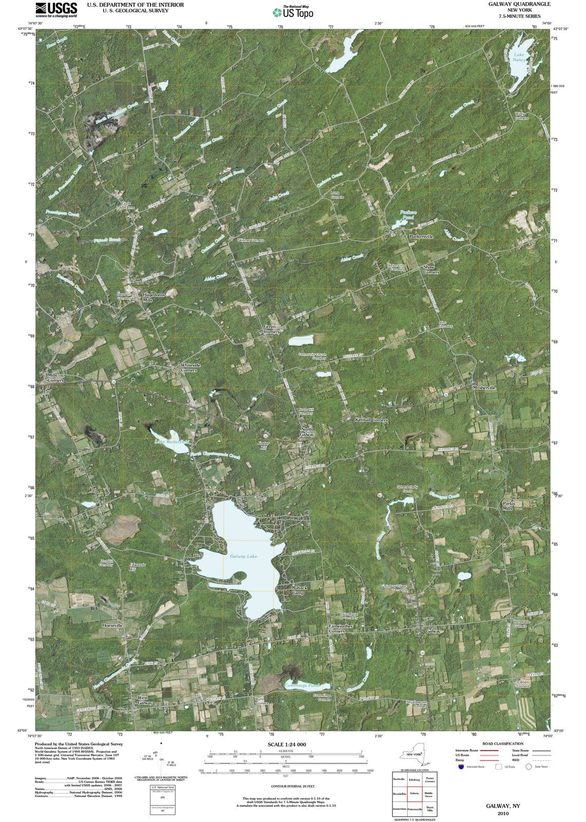 2010 Galway, NY - New York - USGS Topographic Map