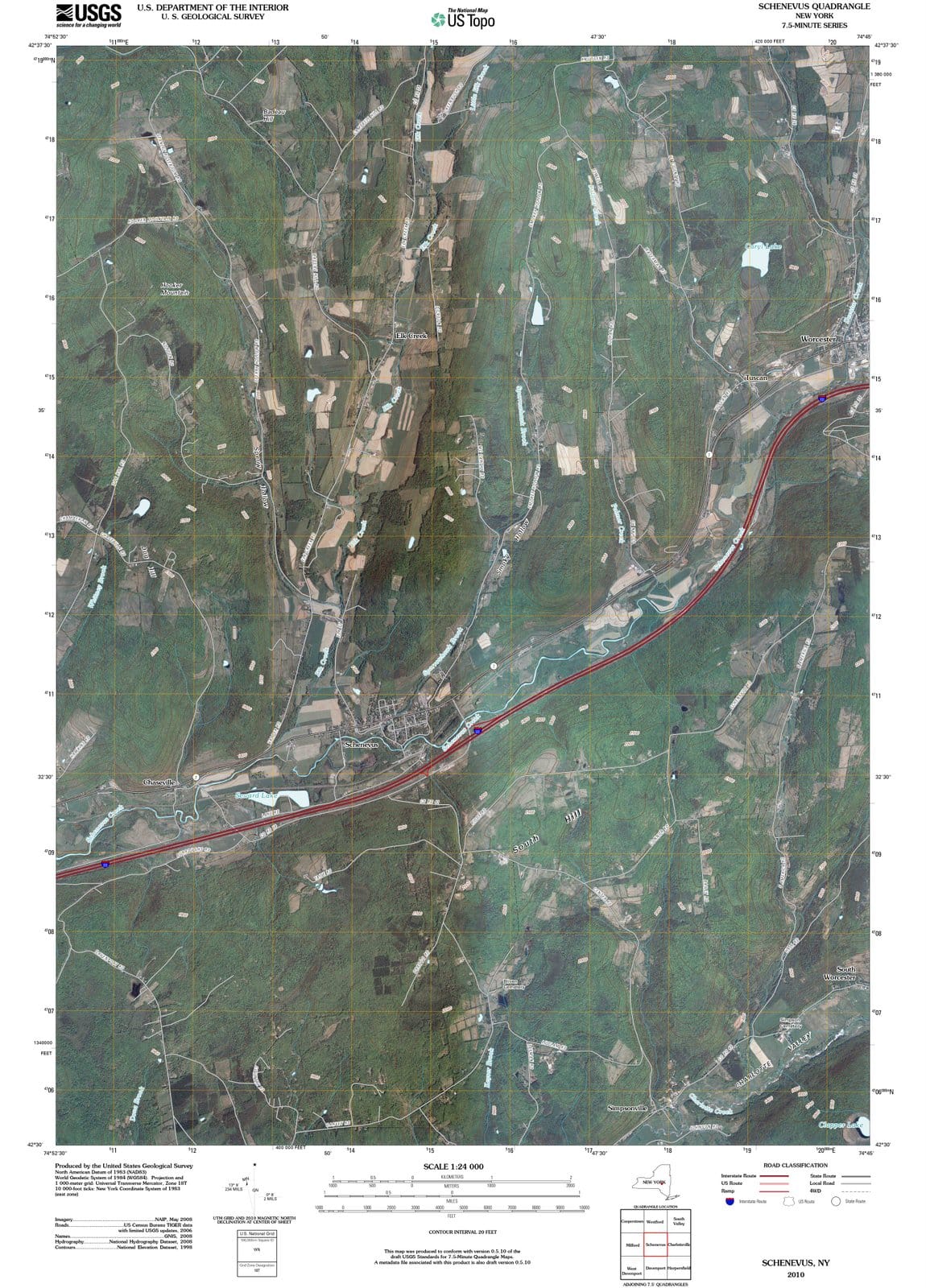 2010 Schenevus, NY - New York - USGS Topographic Map