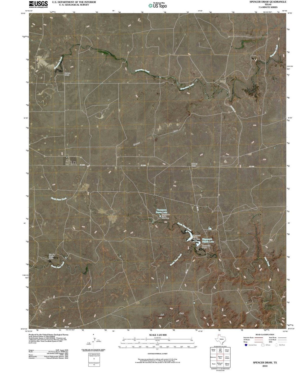 2010 Spencerraw, TX - Texas - USGS Topographic Map