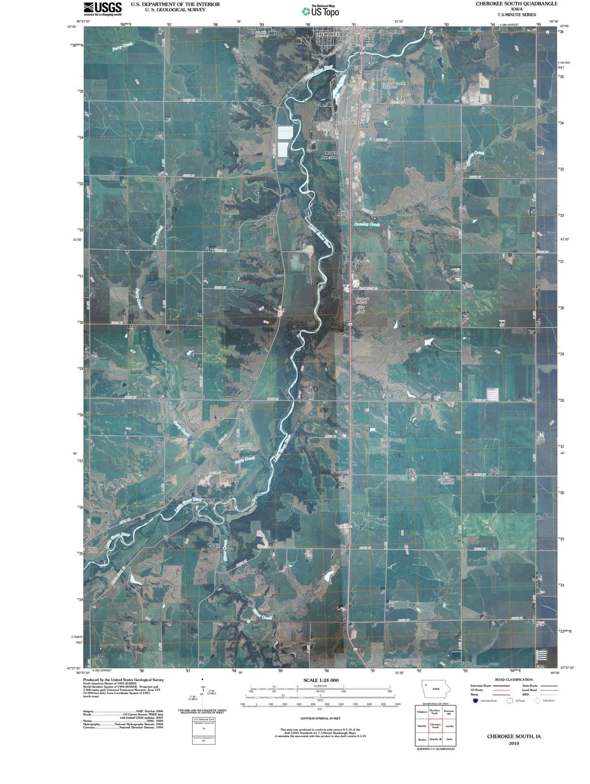 2010 Cherokee South, IA - Iowa - USGS Topographic Map