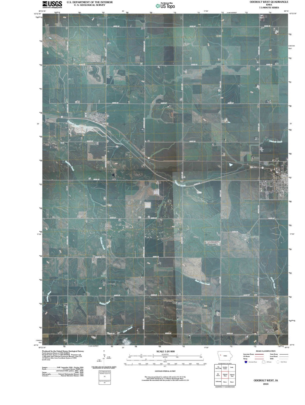 2010 Odebolt West, IA - Iowa - USGS Topographic Map