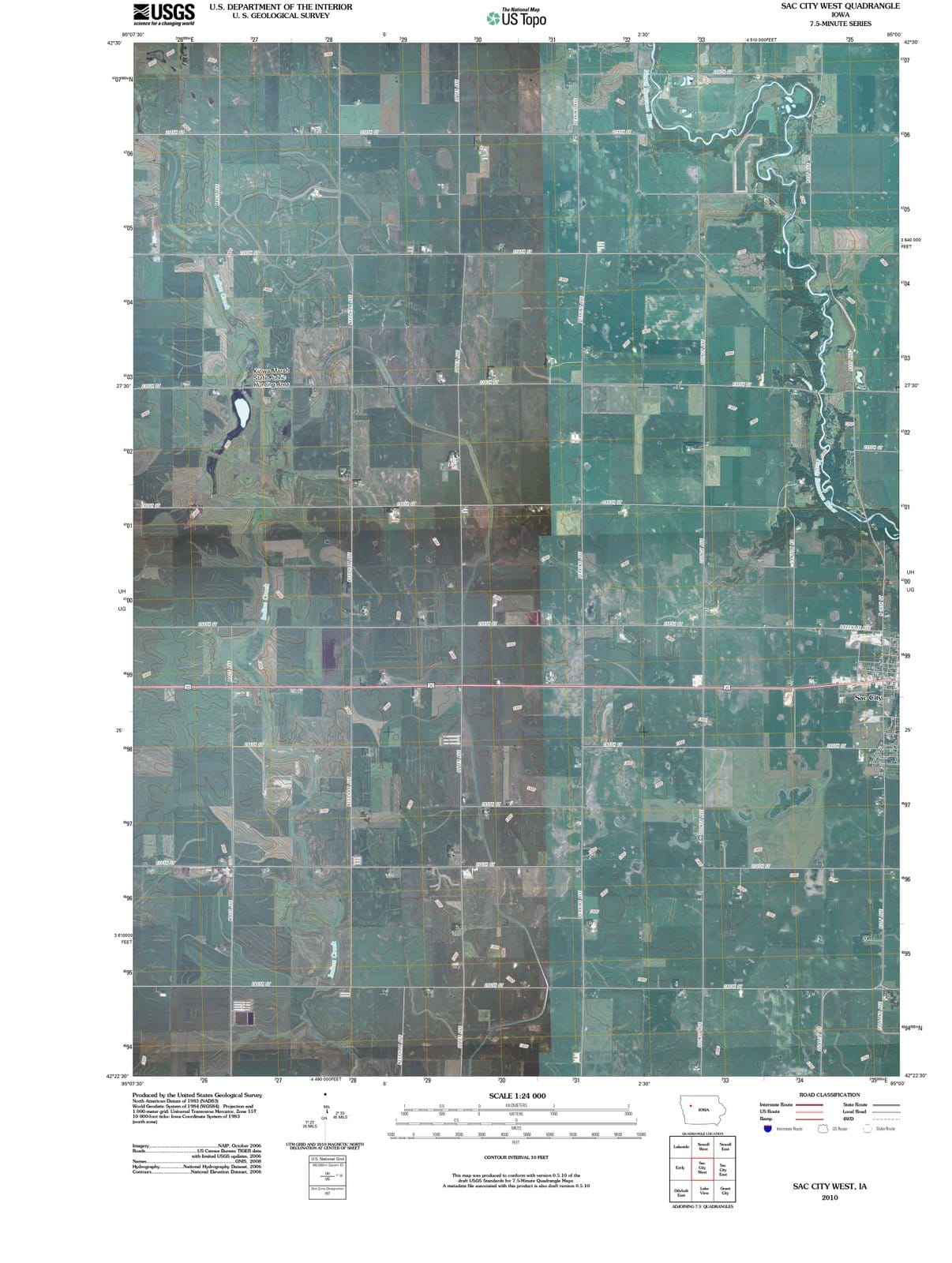 2010 Sac City West, IA - Iowa - USGS Topographic Map