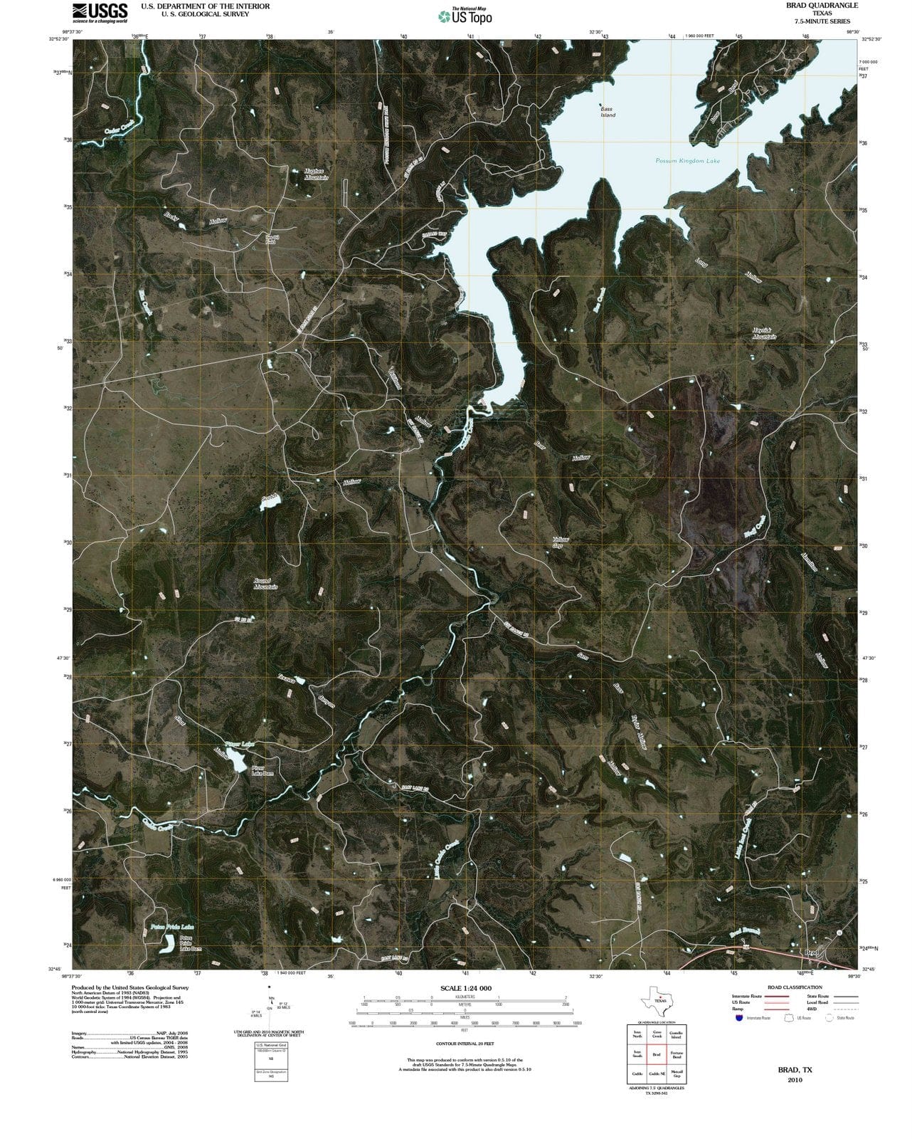 2010 Brad, TX - Texas - USGS Topographic Map