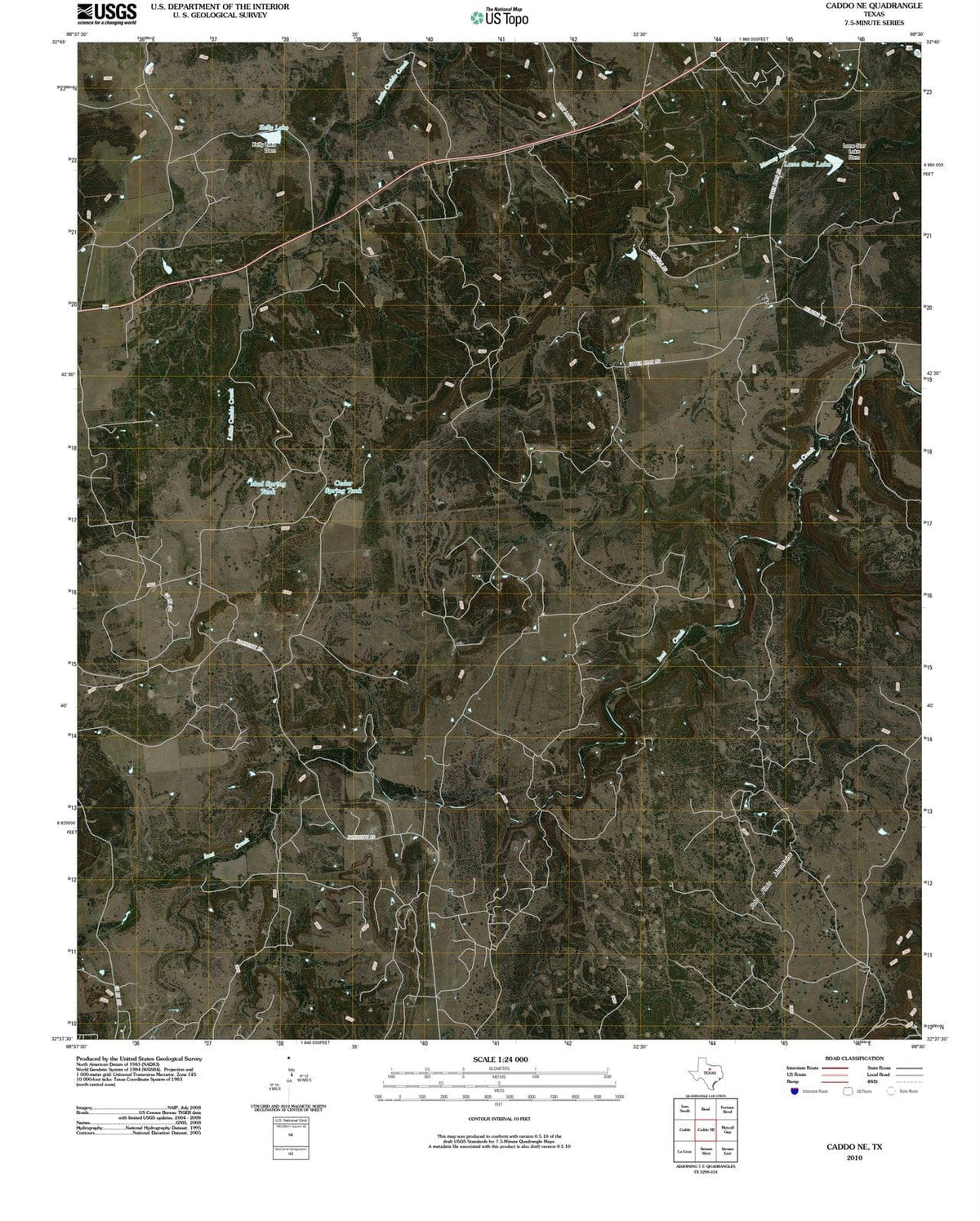 2010 Caddo, TX - Texas - USGS Topographic Map