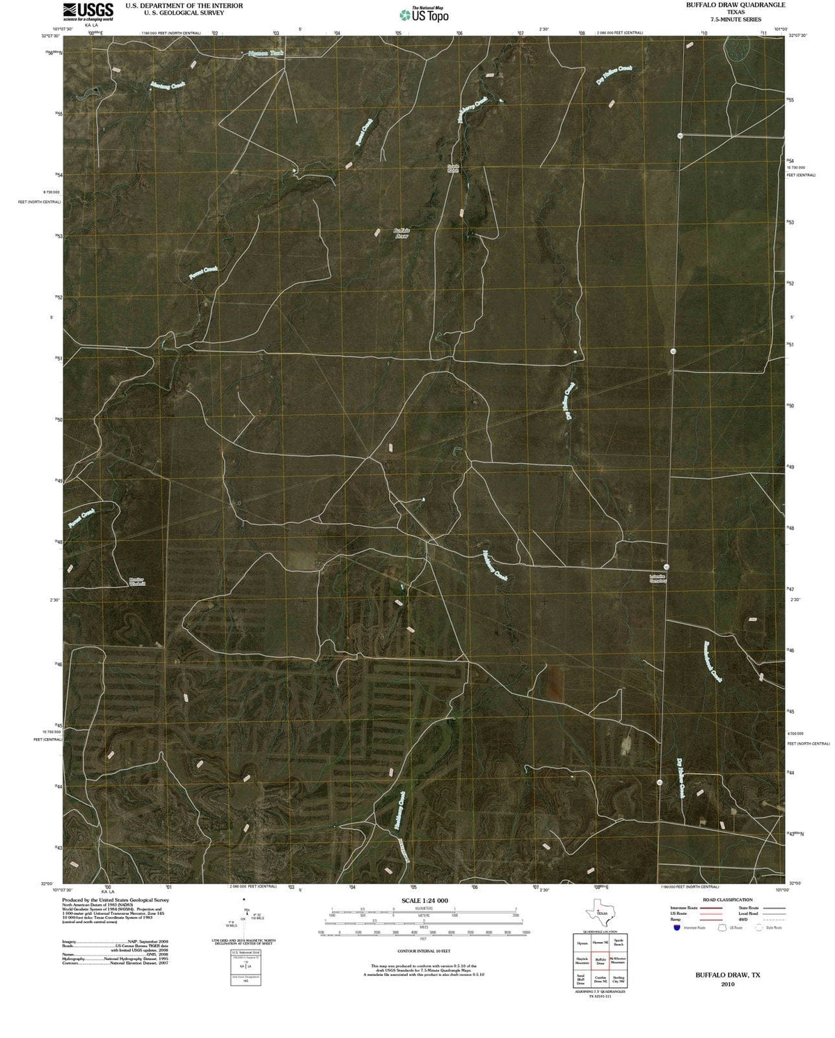 2010 Buffaloraw, TX - Texas - USGS Topographic Map