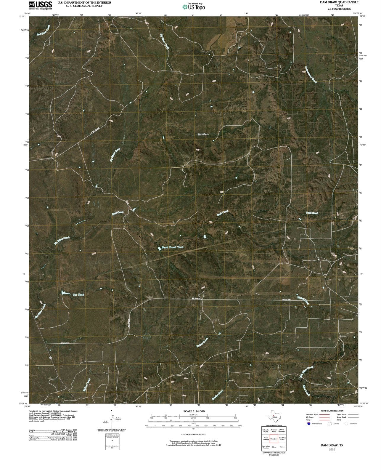 2010 Damraw, TX - Texas - USGS Topographic Map