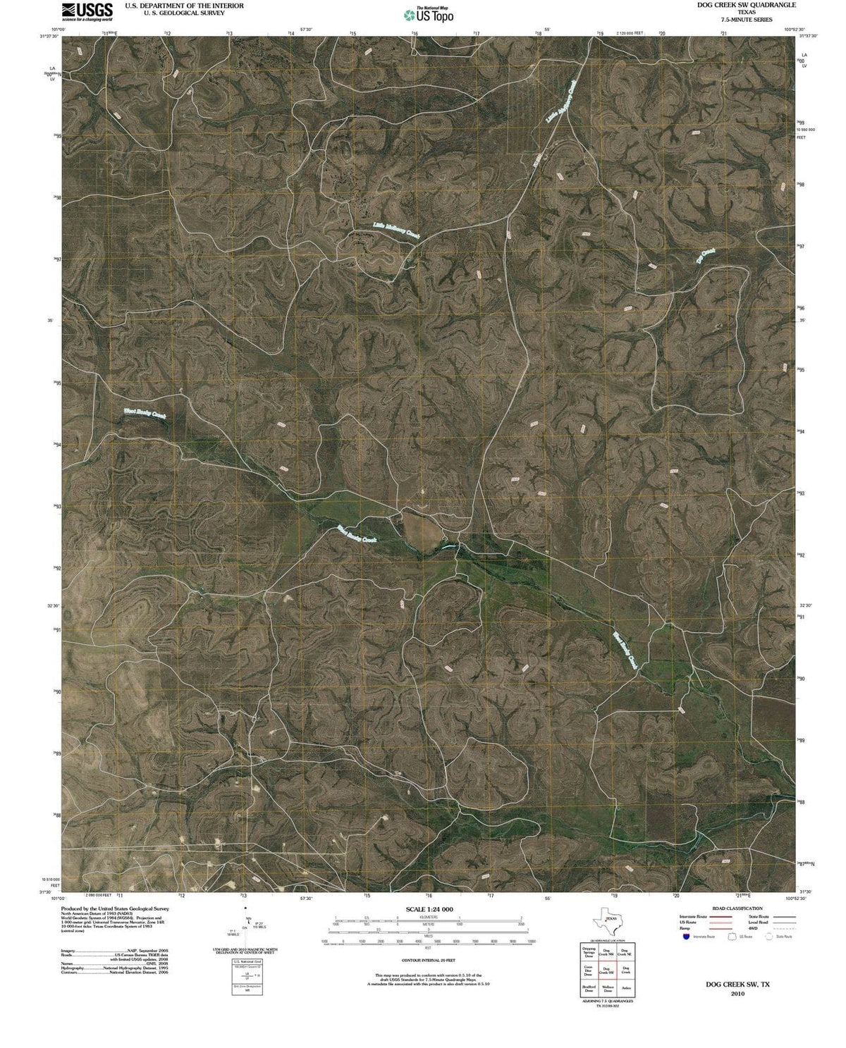 2010 Dog Creek, TX - Texas - USGS Topographic Map