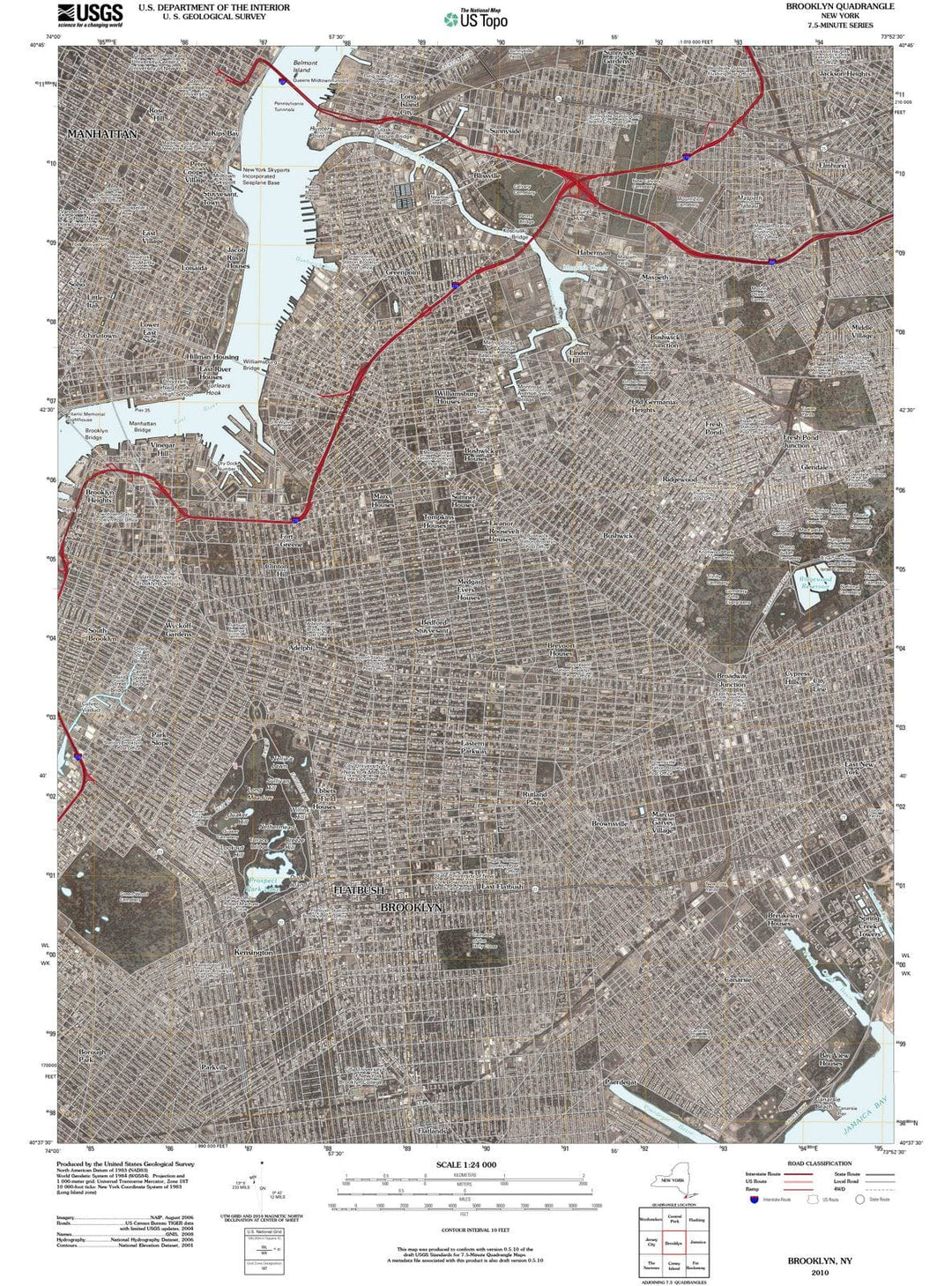 2010 Brooklyn, NY - New York - USGS Topographic Map