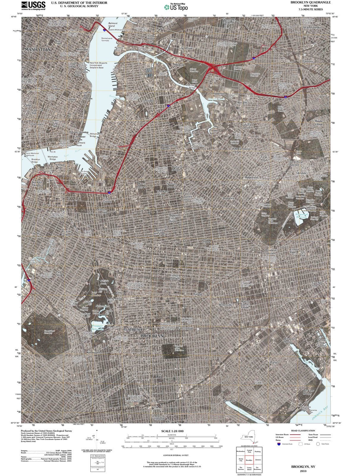 2010 Brooklyn, NY - New York - USGS Topographic Map
