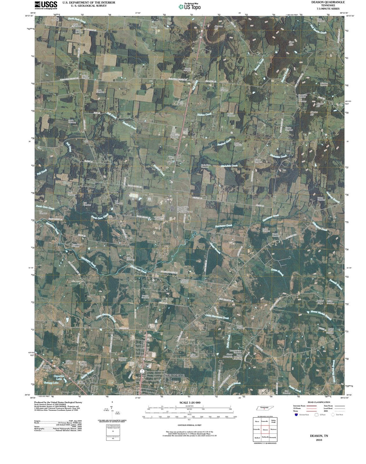 2010 Deason, TN - Tennessee - USGS Topographic Map