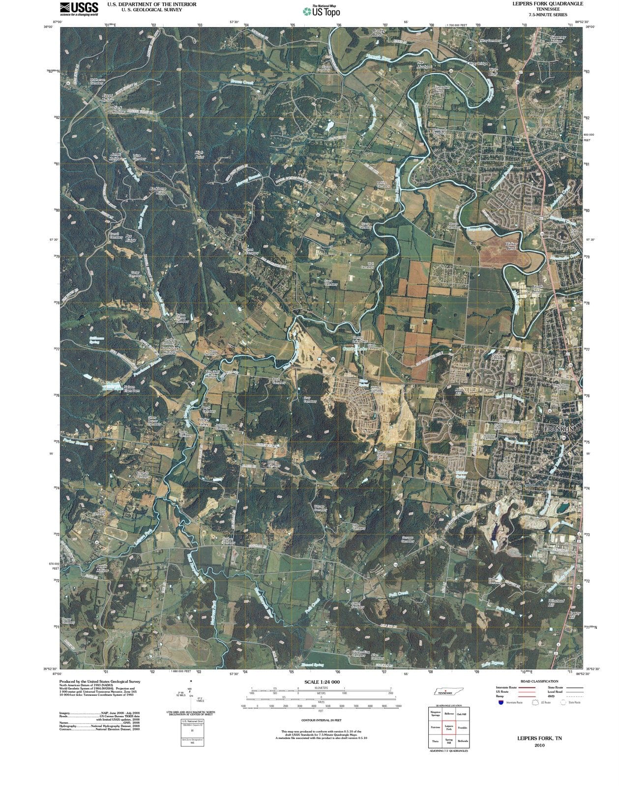 2010 Leipers Fork, TN - Tennessee - USGS Topographic Map