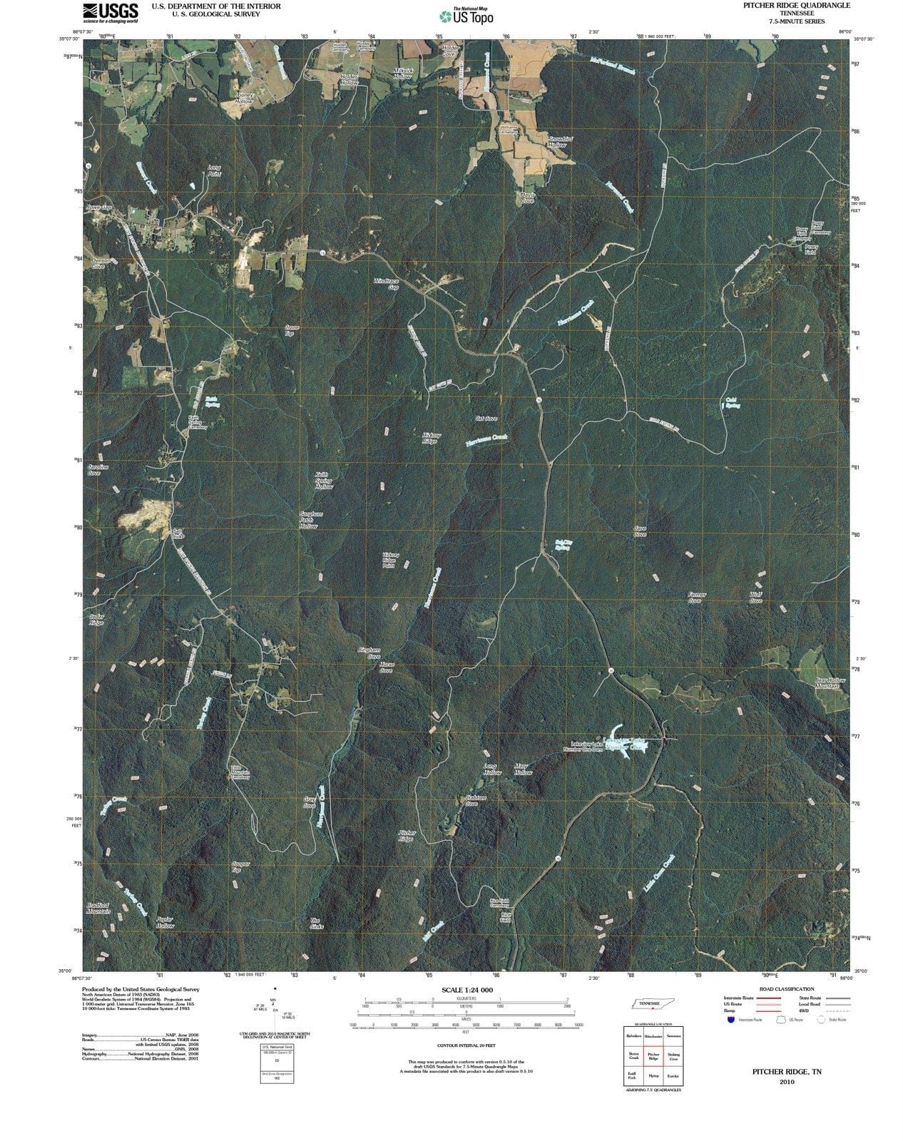 2010 Pitcher Ridge, TN - Tennessee - USGS Topographic Map