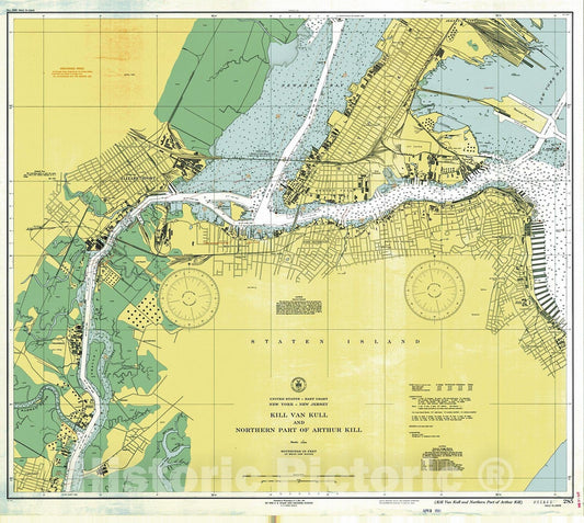 Historic Nautical Map - Kill Van Kull And Northern Part Of Arthur Kill, 1941 NOAA Chart - Vintage Wall Art, v2