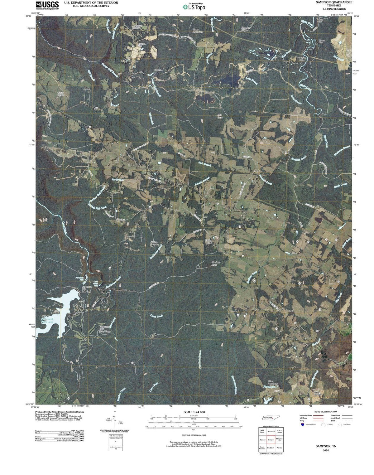 2010 Sampson, TN - Tennessee - USGS Topographic Map