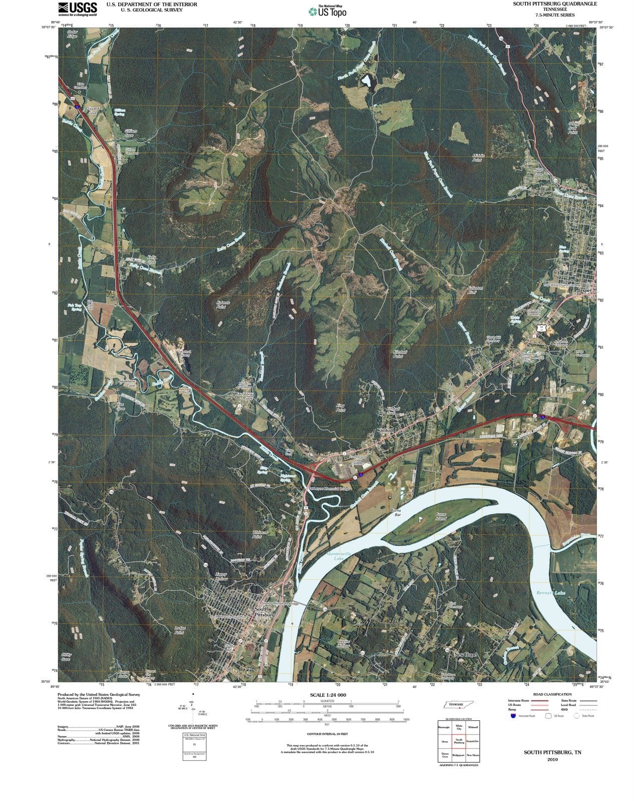 2010 South Pittsburg, TN - Tennessee - USGS Topographic Map