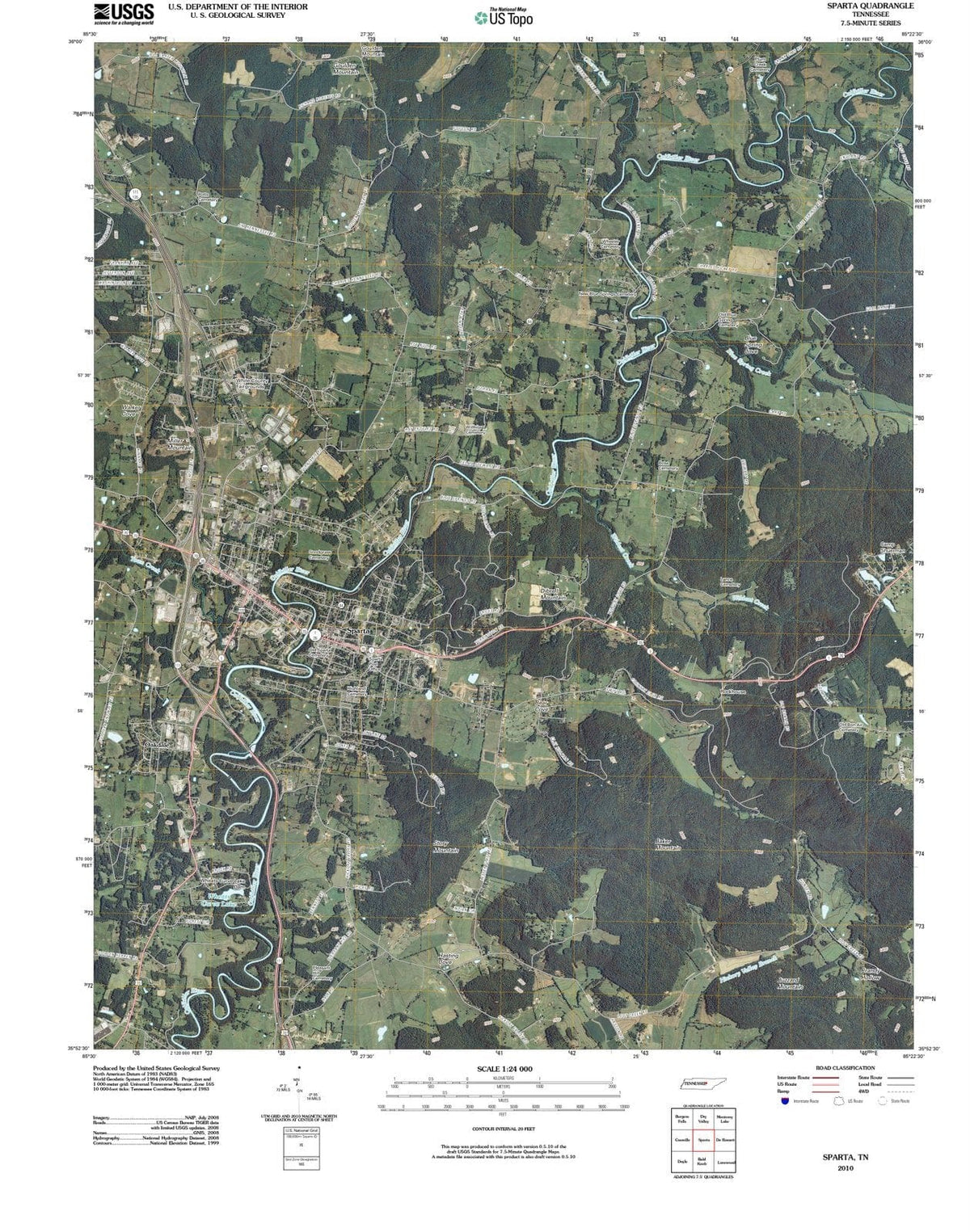 2010 Sparta, TN - Tennessee - USGS Topographic Map