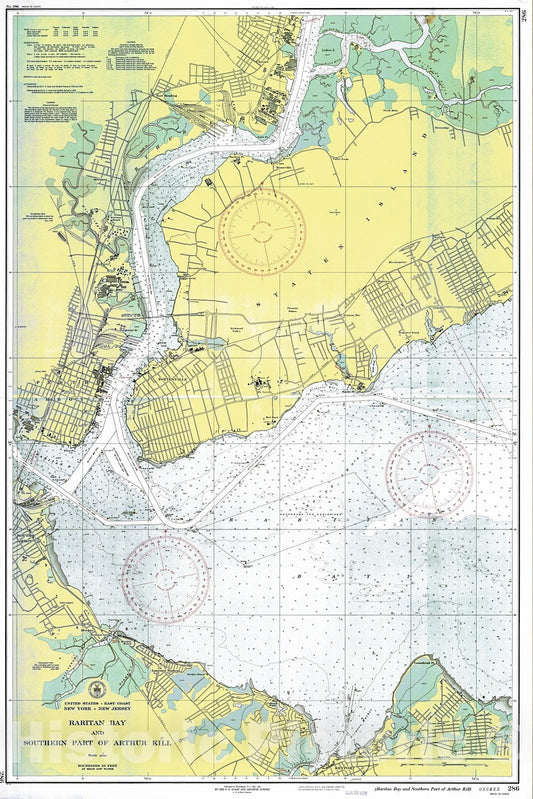 Historic Nautical Map - Raritan Bay And Southern Part Of Arthur Hill, 1939 NOAA Chart - Vintage Wall Art