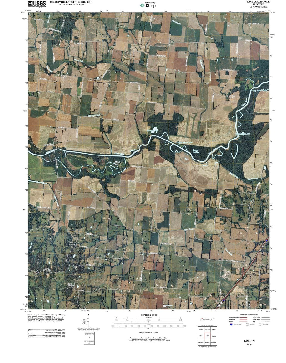 2010 Lane, TN - Tennessee - USGS Topographic Map